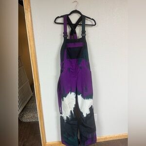 Burton Snowboard Bibs Snow Pants Women's Large Forest Chalk